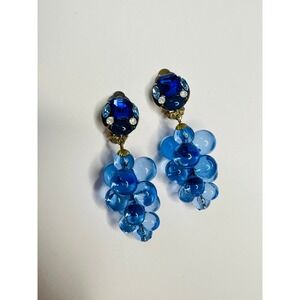 Vintage blue grape clip on earrings